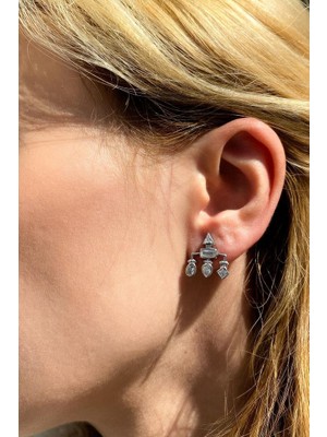 Spossy Silver Jewelry Geometrik Tasarım Küpe