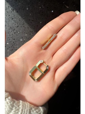 Spossy Silver Jewelry Zarif Tasarım Dikdörtgen Serenay Küpe