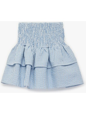 Koton Yüksek Bel Gipeli Kat Kat Çizgili Fırfırlı Etek