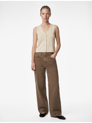 Koton V Yaka Düğmeli Triko Yelek