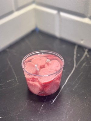 El Yapımı Romantik Pembe Kalp Jel Mum – Mika Kapta Dekoratif Kokusuz Hediyelik Mum