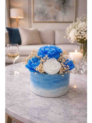 Bead Taş Saksıda El Yapımı Kokulu Mum Çiçek Aranjmanı – Dekoratif, Şık ve Kalıcı Masa Üstü Süsü