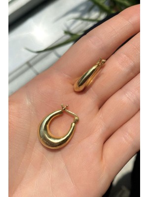 Spossy Silver Jewelry Oval Halka Küpe