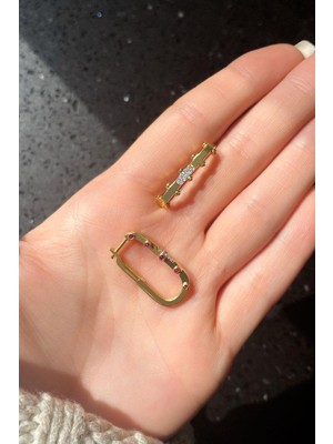 Spossy Silver Jewelry Taşlı Dikdörtgen Küpe