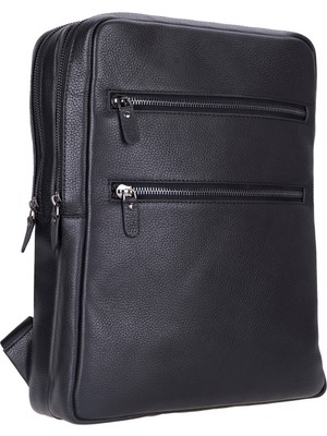 BloominBag Atelıer Onyx Black Hakiki Deri Laptop Sırt Çantası – 16” Uyumlu