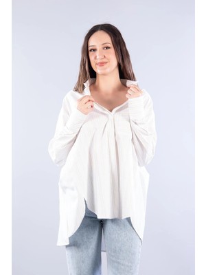 Mckanzie 5512 Ince Kalın Çizgi Tek Cep Gizli Düğme Gömlek