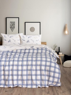 Flanel Nev Takımı Çift Kişilik Lavanid Mavi