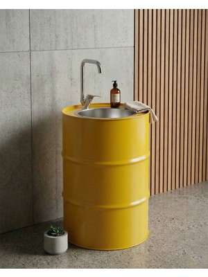 Acar Metal Metal Varil Lavabo Sarı