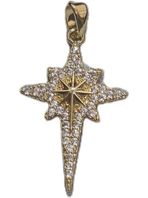 Museum Of You Kadın Kolye Ucu 14K Altın Kaplama Zirkon Taşlı Kuzey Yıldızı Kolye Ucu