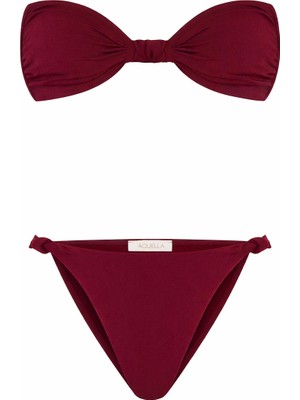 Aquella Düğüm Detaylı Bordo Straplez Bikini Takım