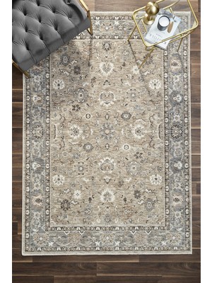 Venucci Home & Living Frezia Floral Bambu Polyester Oturma Odası Salon Mutfak Halısı Eskitme Çiçekli Vintage Halı