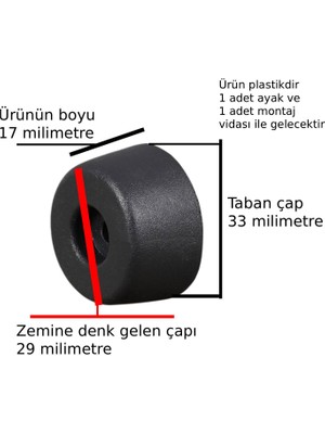 X-Perk Masa Sandalye Koltuk Kanepe Kitaplık Ünite Ayak Yükseltici Plastik  Ayak Boy 17 Milim Çap 33 Milim
