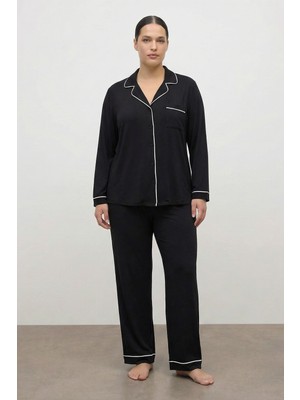 Myline Kontrast Biyeli Penye Pijama Takımı