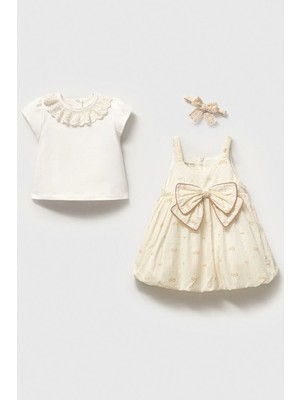 Cantoy Vintage Tarz Güpürlü ve Fiyonklu Bebek Elbise