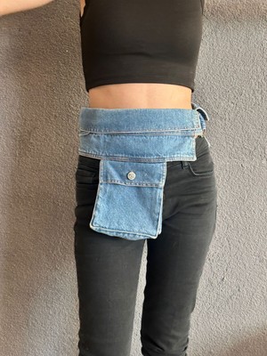 Gönülden Tasarım Kot Çantalı Bağlama Kadın Kemer Aksesuar