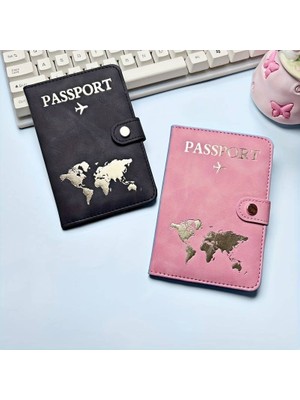 Beypa Pasaport Kılıfı Harita Desenli-Tokalı Çift 2 Li