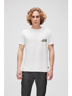 Bad Bear Collectıve T-Shirt Off-White Erkek Bisiklet Yaka Beyaz Tişört