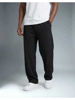 Khayn Erkek Fitilli Baggy Pantalon 95% Pamuk 5% Likra Siyah Uzun Paça Modeli Pantalon K2026P