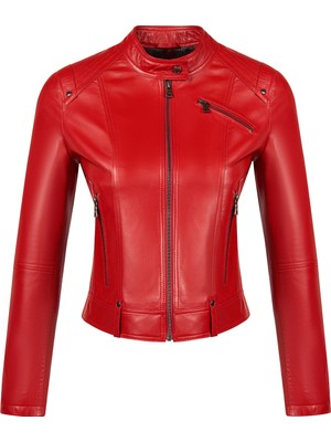 Derimod Sonia Kadın Kırmızı Kısa Deri Ceket 26SGE5913R3