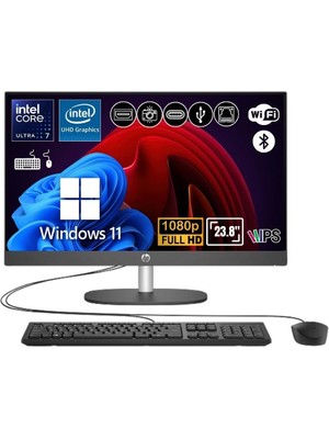 Hp Proone 240 G10 D36C6ET ATL38 Ultra 7 155U 64GB 256GB SSD WIN11P 23.8" Full Hd All In One Bilgisayar