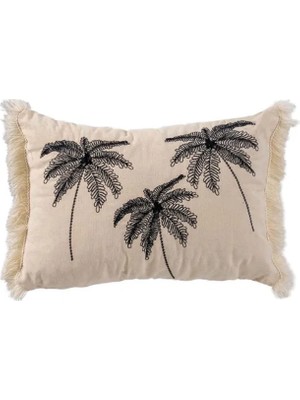 Kelebek Palm Trees Krem Siyah Kırlent