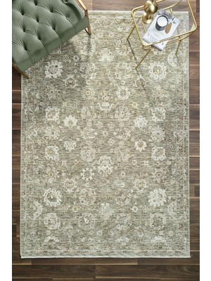 Venucci Home & Living Frezia Floral Bambu Polyester Oturma Odası Salon Mutfak Halısı Eskitme Çiçekli Vintage Halı