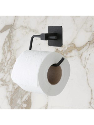 Balkan Grup Kendiliğinden Yapışkanlı Siyah Paslanmaz Metal Kapaksız Tuvalet Kağıtlığı Aparatı