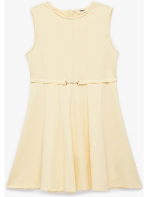Koton Kemer Detaylı Sarı Kız Çocuk Elbise 6SKG80061AW