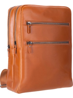 BloominBag Atelıer Classic Tan Hakiki Deri Laptop Sırt Çantası – 16” Uyumlu