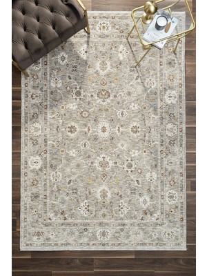 Venucci Home & Living Frezia Floral Bambu Polyester Oturma Odası Salon Mutfak Halısı Eskitme Çiçekli Vintage Halı