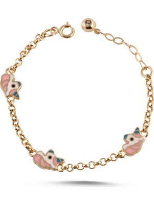 Zeya Kuyumculuk 14 Ayar Altın Unicorn Figürlü Çocuk Bileklik