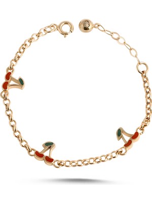 Zeya Kuyumculuk 14 Ayar Altın Kiraz Figürlü Çocuk Bileklik