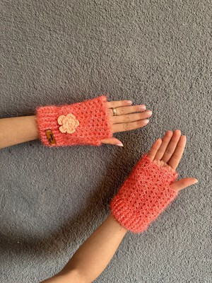 Gönülden Tasarım El Örgüsü Parmaksız Kadın Eldiven