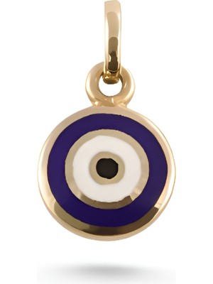 Zeya Kuyumculuk 14 Ayar Altın Çift Taraflı Nazar Boncuğu Kolye Ucu