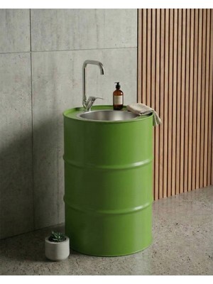 Acar Metal Metal Varil Lavabo Yeşil