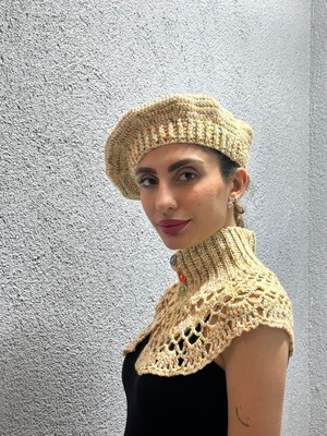 Gönülden Tasarım El Örgüsü Fransız Ressam Bere ve Boyunluk Set