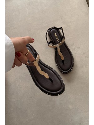 Nope21 Pisa Kahverengi Hakiki Deri Sandalet