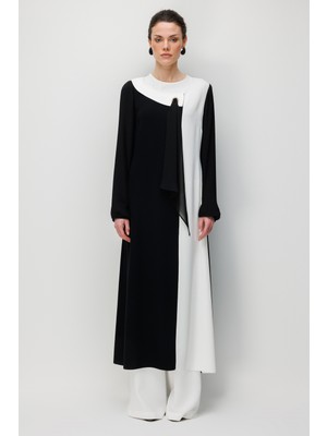 Esswaap Şal Detaylı Yırtmaçlı Takım  Ekru