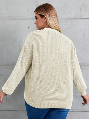 Infivento Kadın Beş Düğme Büyük Beden Triko Hırka