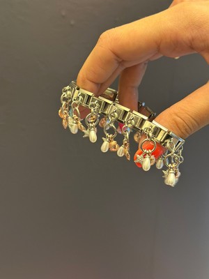 Gönülden Tasarım Çelik Inci ve Deniz Kabuğu Charm Püsküllü Kadın Ayarlanabilir Bileklik