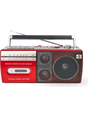 Cngzhn Kırmızı Kaset Çalar - Bluetooth USB Tf Aux Fm Özellikli