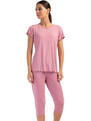 Vienetta Likralı Viskon Battal Kayık Yaka Kısa Kol Kapri Ta