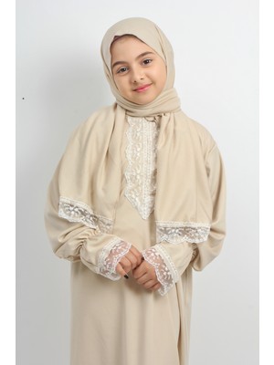 Defka Dantelli Kız Çocuk Namaz Elbisesi - Ilk Namazım Serisi Özel Tasarım