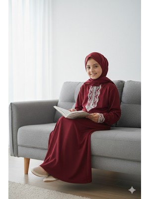 Defka Dantelli Kız Çocuk Namaz Elbisesi - Ilk Namazım Serisi Özel Tasarım