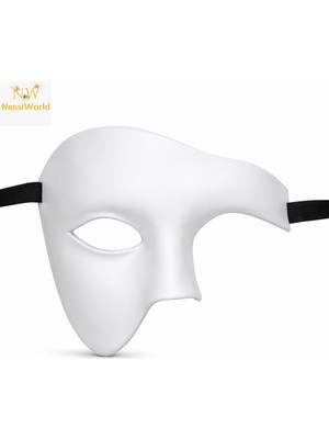 tp Beyaz Yarım Erkek Maske – Phantom Parti &amp; Balo Maskesi