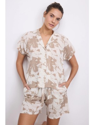 E-Bulurum Anıl 11606 Kadın Kısa Kol Gömlek ve Şort Takım