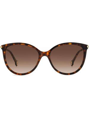 Carolina Herrera Kadın Güneş Gözlüğü - Cat Eye Havana Altın Kemik Çerçeve Kahverengi Degrade Cam %100 Uv Koruma Her 0189/G/S 2ık 57