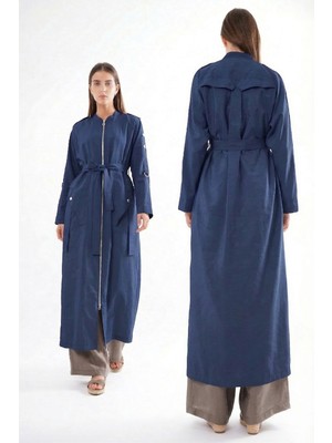 Ceremony Kolu Çıtçıt Detay Önden Fermuarlı Safari Kap Ceket 820 Lacivert