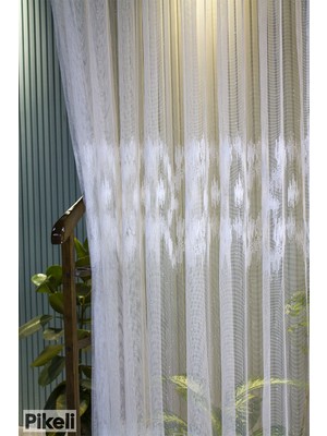 Taç - Buzul Desenli Tül Perde Tül Perde - 1x3 Sık Pile - Hazır Dikim