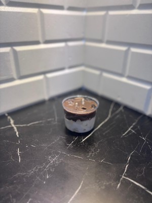 El Yapımı Mini Çikolatalı Görünümlü Jel Mum – Mika Kap Çikolata Kokulu Dekoratif Hediyelik Mum